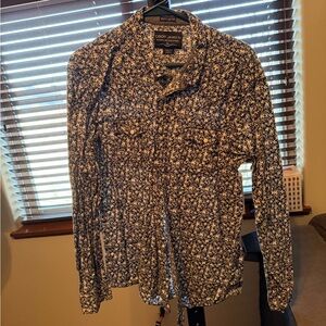 Cody James Men's Floral Casual Button Down Shirt - Black and White